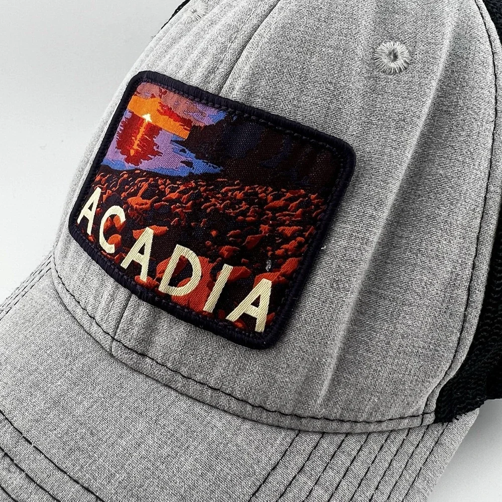 Acadia National Park Trucker Hat Gray Black Mesh Snapback Park Hats 2016